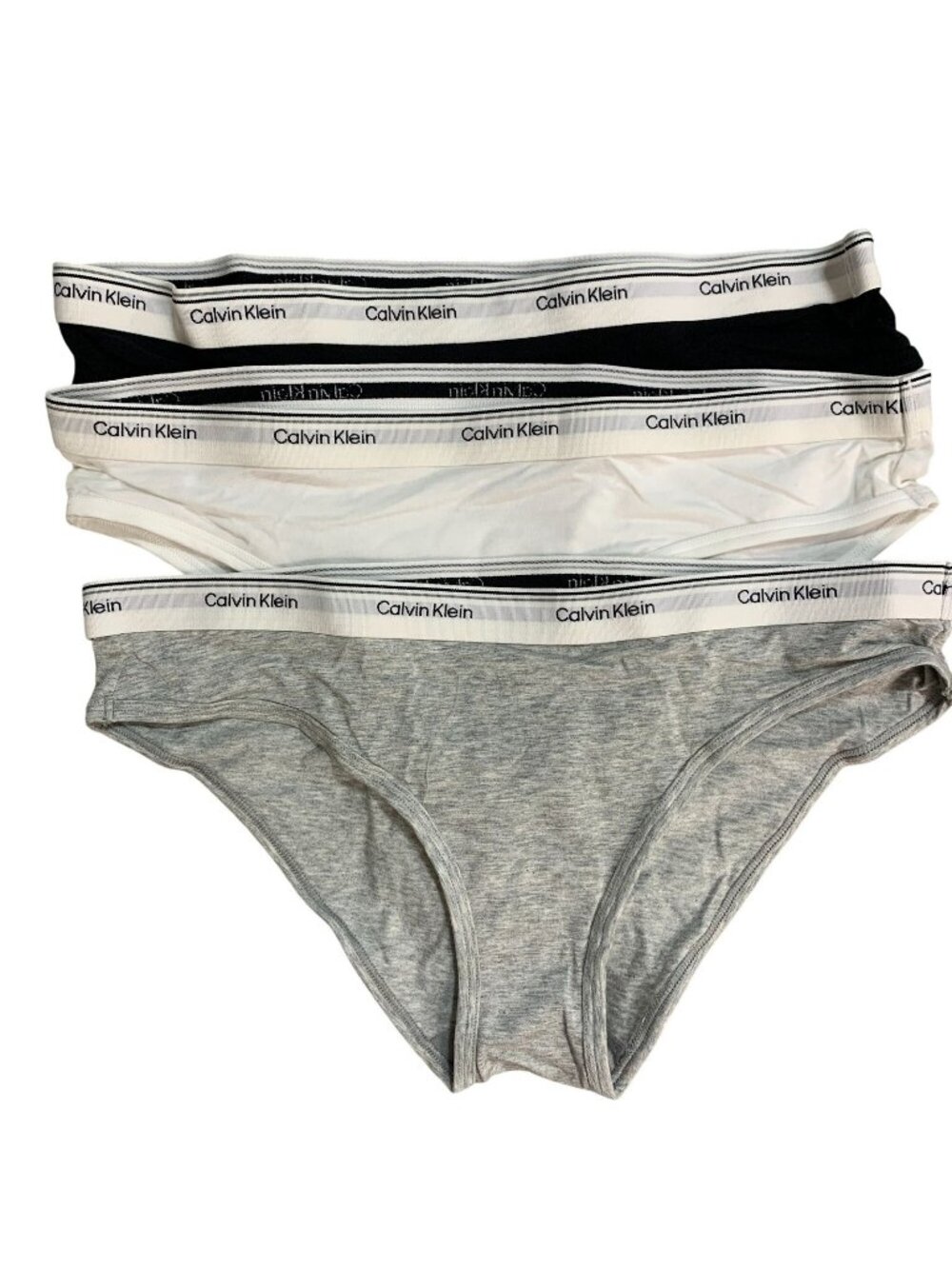 NWT Calvin Klein Women’s M Black/White/Gray 3 Pack Bikini Underwear Cotton Modal